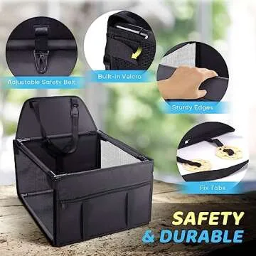 GENORTH Dog Car Seats for Small and Medium Dogs,Portable Puppy/Pet Car Booster Seat with Clip-On Leash and Mesh Window for Pet Up to 20 lbs