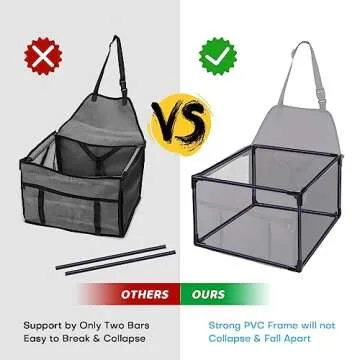 GENORTH Dog Car Seats for Small and Medium Dogs,Portable Puppy/Pet Car Booster Seat with Clip-On Leash and Mesh Window for Pet Up to 20 lbs