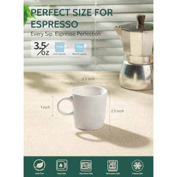 Sweese 3.5oz Espresso Cups Set of 4 - White Porcelain
