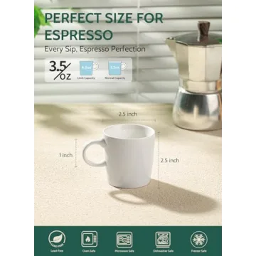 Sweese 3.5oz Espresso Cups Set of 4 - White Porcelain