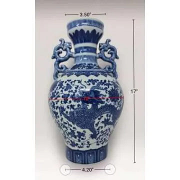 Classic Blue and White Dragon Porcelain Vase, Jingdezhen, China