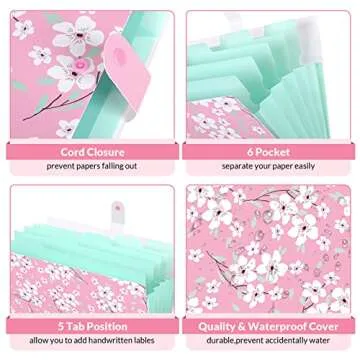 SKYDUE Floral Accordion File Folder Organizer for Documents