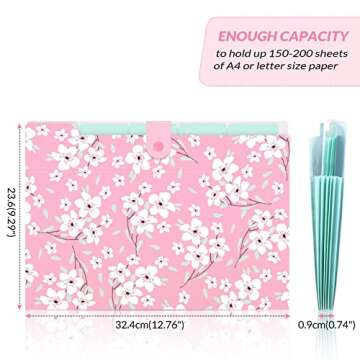 SKYDUE Floral Accordion File Folder Organizer for Documents