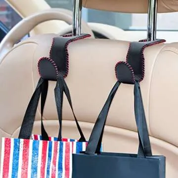 AXELECT Leather Headrest Hooks - Organize Your Car Stylishly