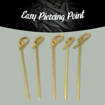 BambooMN 3.5" Green Knot Skewers for Events and Parties