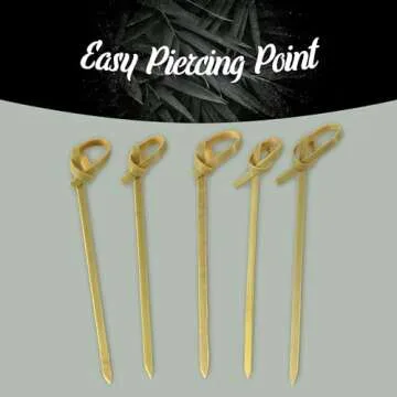 BambooMN 3.5" Green Knot Skewers for Events and Parties