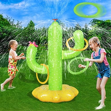 Boogem Sprinkler for Kids, Inflatable Cactus Water Toys for Boys Girls, Summer Outdoor Game with 4 R...
