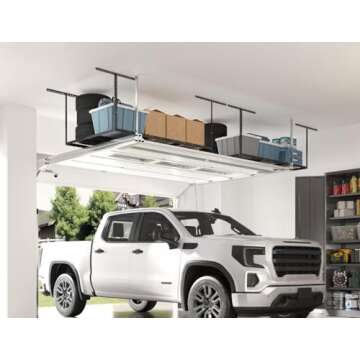 FLEXIMOUNTS 4x6 Heavy Duty Overhead Garage Adjustable Ceiling Storage Rack, 72" Length x 48" Width x...