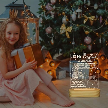 to My Bestie Gifts,3D Illusion Lamp I Love You Friends Night Light for Best Friend Sister Boys & Girls Women BFF Birthday Holiday, Soft Warm White Colors LED Wooden Table Lamp