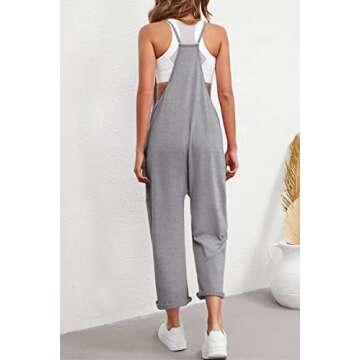 Nirovien Womens Oversized Sleeveless Jumpsuits Loose Spaghetti Strap Baggy Overalls with Pockets Casual One Piece Rompers(Hgrey,S)