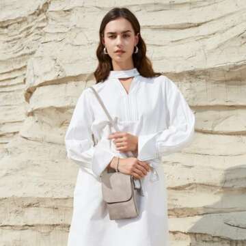 BOSTANTEN Vegan Leather Small Crossbody Bags for Women Designer Cell Phone Bag Wallet Purses Adjustable Strap Retro Grey