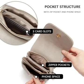 BOSTANTEN Vegan Leather Small Crossbody Bags for Women Designer Cell Phone Bag Wallet Purses Adjustable Strap Retro Grey