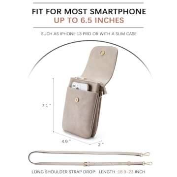 BOSTANTEN Vegan Leather Small Crossbody Bags for Women Designer Cell Phone Bag Wallet Purses Adjustable Strap Retro Grey