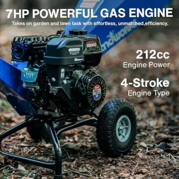 Landworks Wood Chipper Shredder Mulcher - 7 HP Gas Powered Efficiency