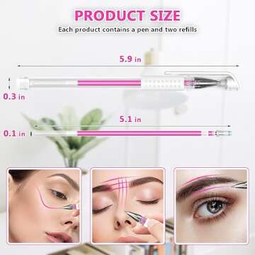 Eyebrow Microblading Marker Pen, Makeup Tattoo Skin Marker Pen, White Gel Pen for Brow Mapping, Eyeb...