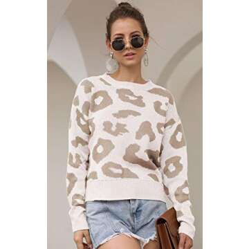 Angashion Leopard Print Sweater for Women