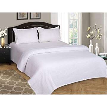 BELIZZI HOME 100% Cotton Bed Blanket, Breathable, King Size, Cotton Thermal Blankets, Perfect for Layering Any Bed for All Season, White