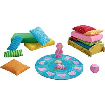 HABA Sleepy Princess Pile Up - 2 Enchanting Stacking Games (Cooperative and Competitive Variation) for 2-4 Bed Builders Ages 3 and Up