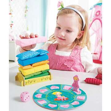 HABA Sleepy Princess Pile Up - 2 Enchanting Stacking Games (Cooperative and Competitive Variation) for 2-4 Bed Builders Ages 3 and Up