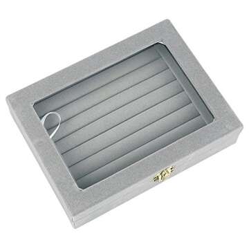 LANTWOO Velvet Glass Jewelry Ring Display Stand Storage Box Ring Earrings Jewelry Box Ring Holder Case