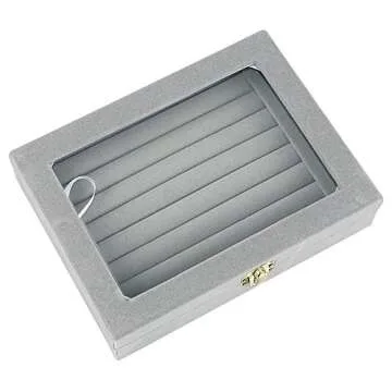 LANTWOO Velvet Glass Jewelry Ring Display Stand Storage Box Ring Earrings Jewelry Box Ring Holder Case