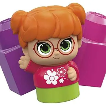 Mega BLOKS First Builders Toddler Building Blocks Toy Set, Catie Convertible with 6 Pieces and Storage, 1 Figure, Pink, Ages 1+ Years