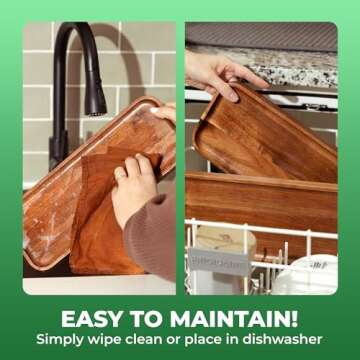 Solid Acacia Wood Serving Trays - Rectangular Wooden Serving Platters for Home Decor, Food, Vegetables, Fruit, Charcuterie, Appetizer Serving Tray, Cheese Board (Set of 3 Plates)