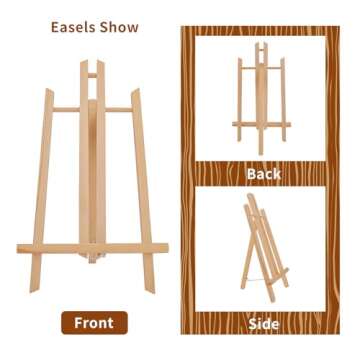Jekkis 3 Packs 16 Inch Easel Stand, Table Top Easel for Painting, Wooden Tabletop Display Easels, Art Craft Painting Easel Stand for Kids Artist Adults Students Classroom