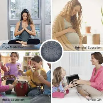 JYTMUS Steel Tongue Drum 11 Notes 6 Inches Steel Drum with Drum Bag, Music Book, Drum Mallets, Mallet Holder, Finger Picks and Stickers Tongue Drum for Yoga, Meditation, Prenatal Music Education