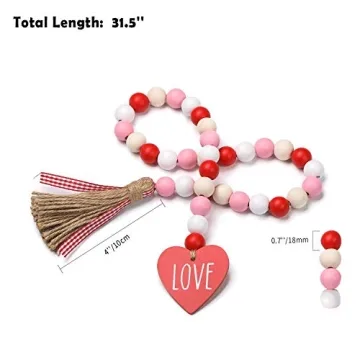 Charming Valentine's Day Wood Bead Garland for Home Decor