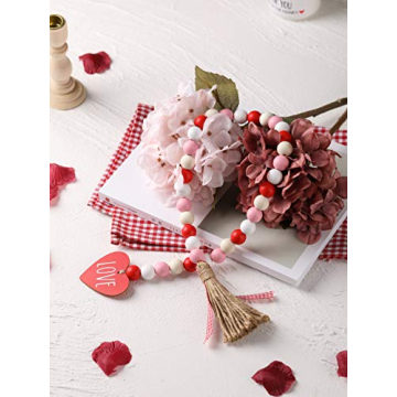 Charming Valentine's Day Wood Bead Garland for Home Decor