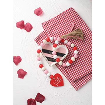 Charming Valentine's Day Wood Bead Garland for Home Decor
