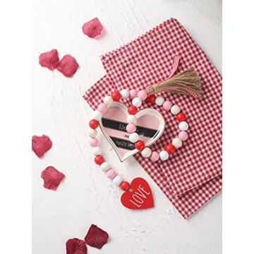 Charming Valentine's Day Wood Bead Garland for Home Decor