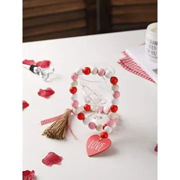 Charming Valentine's Day Wood Bead Garland for Home Decor