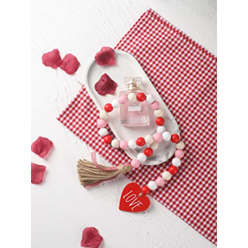 Charming Valentine's Day Wood Bead Garland for Home Decor
