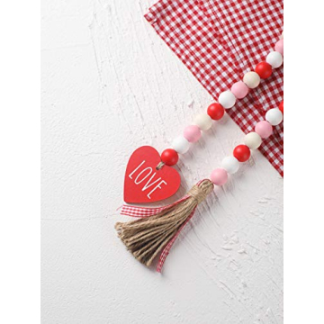Charming Valentine's Day Wood Bead Garland for Home Decor