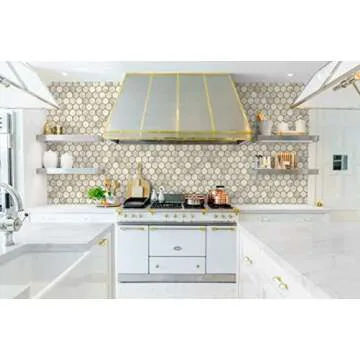 NextWall Inlay Faux Hexagon Geometric Peel and Stick Wallpaper (Alaska Grey & Gold)