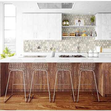 NextWall Inlay Faux Hexagon Geometric Peel and Stick Wallpaper (Alaska Grey & Gold)