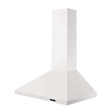 Broan-NuTone 30-inch Wall-Mount Convertible Chimney-Style Range Hood with 3-Speed Exhaust Fan and Light, 460 Max Blower CFM, White