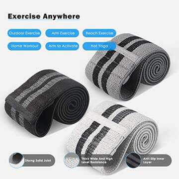 JDYXB Resistance Bands Loop Exercise Bands for Legs and Butt, Set of 3 Fabric Non-Slip Hip Booty Bands Glute Resistance Workout Bands for Gym Sports Yoga for Men and Women