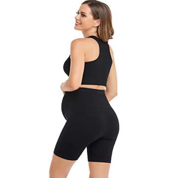 Women's Maternity 2 Piece Outfit Set - Bra & Shorts for Pregnancy - Yoga workout Lounge Wear Sets