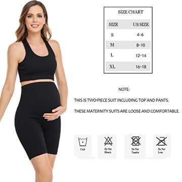 Women's Maternity 2 Piece Outfit Set - Bra & Shorts for Pregnancy - Yoga workout Lounge Wear Sets