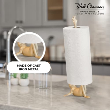 Stylish WallCharmers Gold Frog Paper Towel Holder