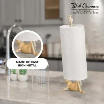 Stylish WallCharmers Gold Frog Paper Towel Holder