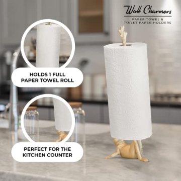 Stylish WallCharmers Gold Frog Paper Towel Holder