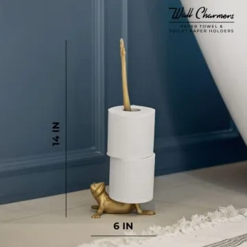 Stylish WallCharmers Gold Frog Paper Towel Holder