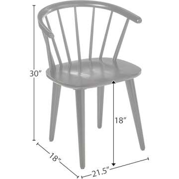 Target Marketing Systems Florence Wooden Dining Chairs Set of 2 with Low Windsor Spindle Back, Rubber Wood Construction, Stylish, Durable, and Comfortable Seating for Mid Century Modern Kitchen, Black