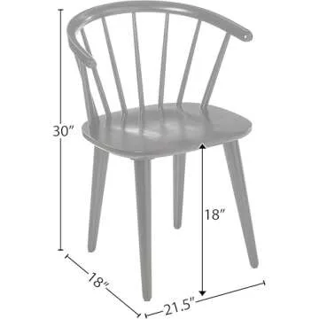 Target Marketing Systems Florence Wooden Dining Chairs Set of 2 with Low Windsor Spindle Back, Rubber Wood Construction, Stylish, Durable, and Comfortable Seating for Mid Century Modern Kitchen, Black