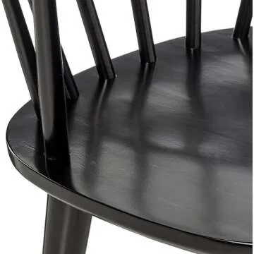 Target Marketing Systems Florence Wooden Dining Chairs Set of 2 with Low Windsor Spindle Back, Rubber Wood Construction, Stylish, Durable, and Comfortable Seating for Mid Century Modern Kitchen, Black