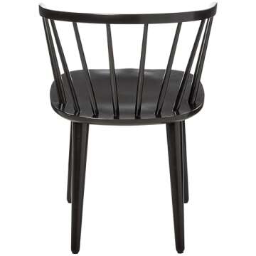 Target Marketing Systems Florence Wooden Dining Chairs Set of 2 with Low Windsor Spindle Back, Rubber Wood Construction, Stylish, Durable, and Comfortable Seating for Mid Century Modern Kitchen, Black